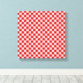 Rood en wit Klassieke Checkerboard door STaylor Canvas Afdruk (Insitu (Houten vloer))