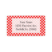 Rood en wit Klassieke Checkerboard door STaylor Etiket (Voorkant)