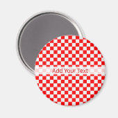 Rood en wit Klassieke Checkerboard door STaylor Magneet (Voorkant / Achterkant)