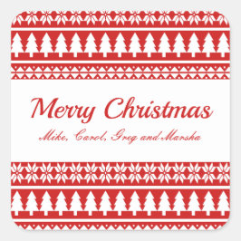 Rood en wit klassieke kerstvakantie op maat vierkante sticker