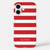Rood en Wit Klassieke Strepen Monogram Case-Mate iPhone Case (Achterkant)