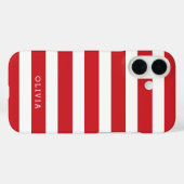 Rood en Wit Klassieke Strepen Monogram Case-Mate iPhone Case (Achterkant (horizontaal))
