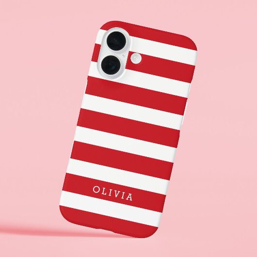 Rood en Wit Klassieke Strepen Monogram Case-Mate iPhone Case
