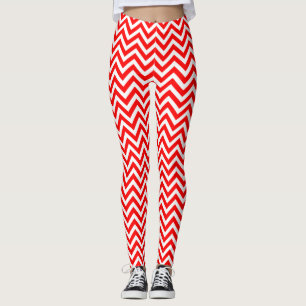Rood en Wit Klein Grootte Chevron Leggings