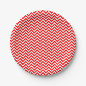Rood en Wit Klein Grootte Chevron Strepen Papieren Bordje (Voorkant)