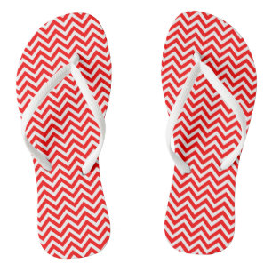 Rood en Wit Klein Grootte Chevron Strepen Teenslippers