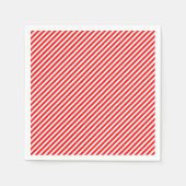 Rood en Wit Klein Grootte Diagonaal Streepjesdocum Servet (Voorkant)