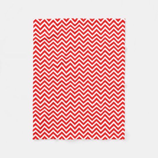 Rood en Wit Kleine Grootte Horizontale Chevron Fleece Deken (Voorkant)