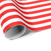 Rood en Wit Kleine Grootte Horizontale Strepen Cadeaupapier (Rol Hoek)