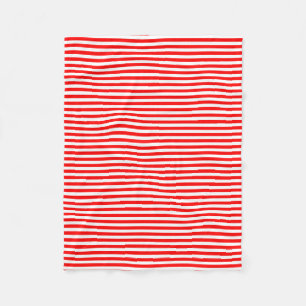 Rood en Wit Kleine Grootte Horizontale Strepen Fleece Deken