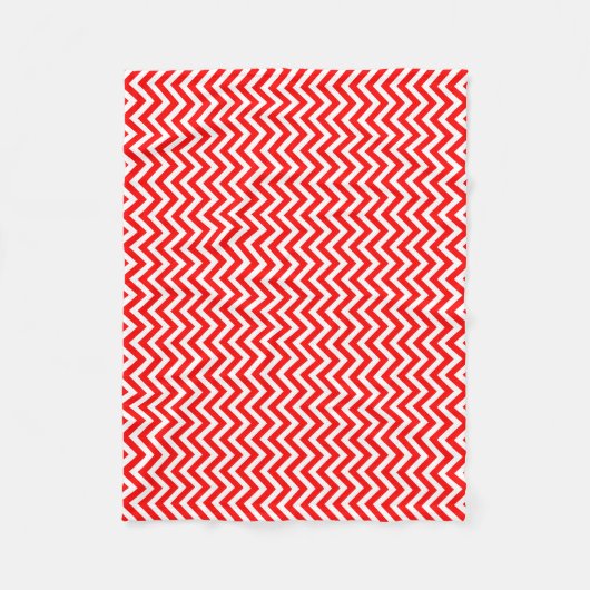 Rood en Wit Kleine Grootte Verticale Chevron Fleece Deken (Voorkant)