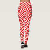 Rood en Wit Kleine Grootte Verticale Chevron Leggings (Achterkant)