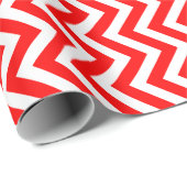 Rood en Wit Kleine Grootte Verticale Chevron Strep Cadeaupapier (Rol Hoek)