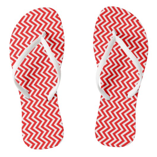 Rood en Wit Kleine Grootte Verticale Chevron Strep Teenslippers (Voetbed)