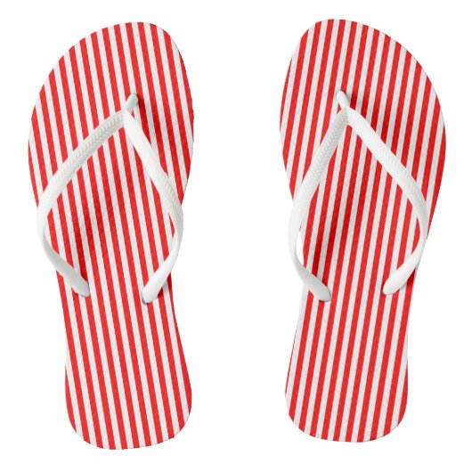 Rood en Wit Kleine Grootte Verticale Strepen Teenslippers (Voetbed)