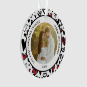 Rood en wit koppel eerste kerstmis verloofd ornament (voorkant)