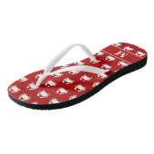 Rood en Wit Krabpatroon Nautisch Persoonlijk Teenslippers (Schuin)