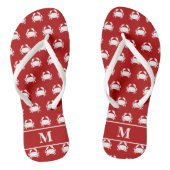 Rood en Wit Krabpatroon Nautisch Persoonlijk Teenslippers (Voetbed)