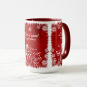 Rood en wit krijt sneeuwen mok (Voorkant rechts)