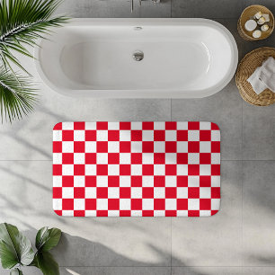 Rood en wit Kroatisch geruit geometrisch patroon Badmat