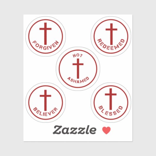 Rood en wit kruis Christelijke Faith Typografie Se Sticker (Vel)