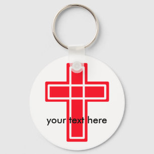 Rood en wit kruisje sleutelhanger