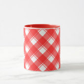Rood en Wit Land Gestreepte Plaid Koffie Mok (Midden)