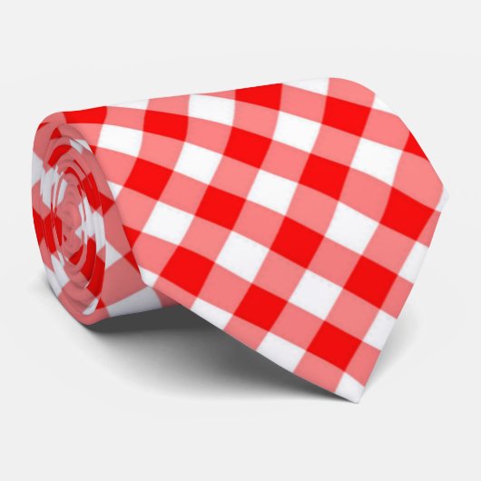 Rood en wit Land Gingham gecontroleerd stropdas (Opgerold)
