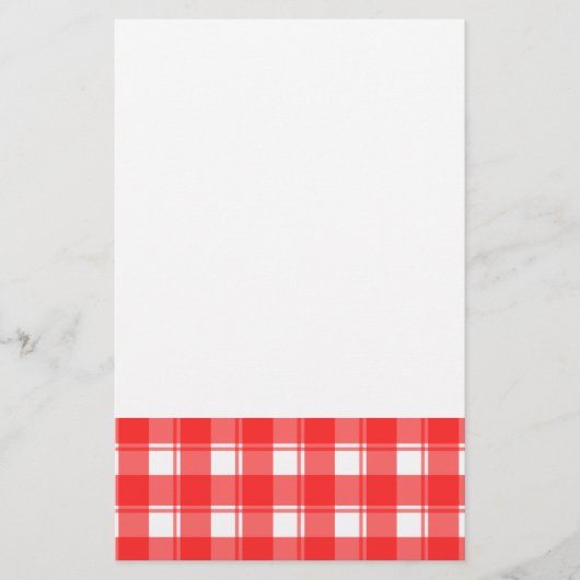Rood en wit landelijk gestreept geruit briefpapier (Voorkant)