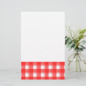 Rood en wit landelijk gestreept geruit briefpapier (Staand voorkant)