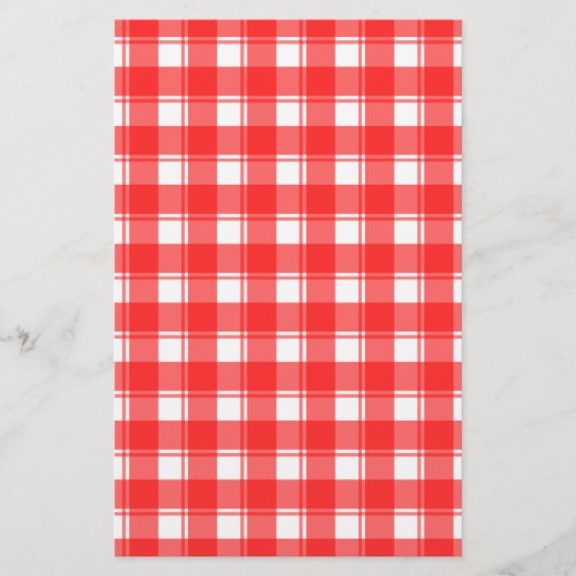 Rood en wit landelijk gestreept geruit briefpapier (Voorkant)
