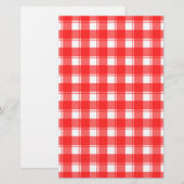 Rood en wit landelijk gestreept geruit briefpapier (Voorkant / Achterkant)