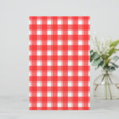Rood en wit landelijk gestreept geruit briefpapier (Staand voorkant)