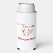 Rood en wit Let's Get Sauced Bachelorette Seltzer Blikjeskoeler (Seltzer Voorkant)