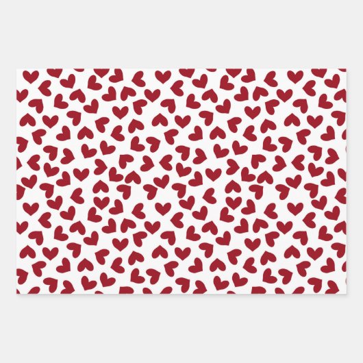 Rood en wit liefde hart patroon liefde harten inpakpapier vel (Voorkant 3)