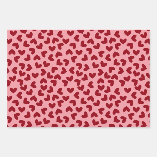 Rood en wit liefde hart patroon liefde harten inpakpapier vel (Voorkant)