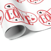 Rood en Wit LIEFDE Woordkunst Cadeaupapier (Rol Hoek)