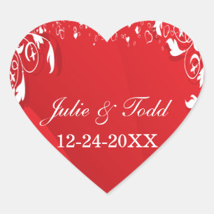 Rood en wit Lijst bruiloft bespaart datum Hart Sticker
