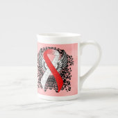 Rood en wit lint met vleugels porselein kop (Rechts)