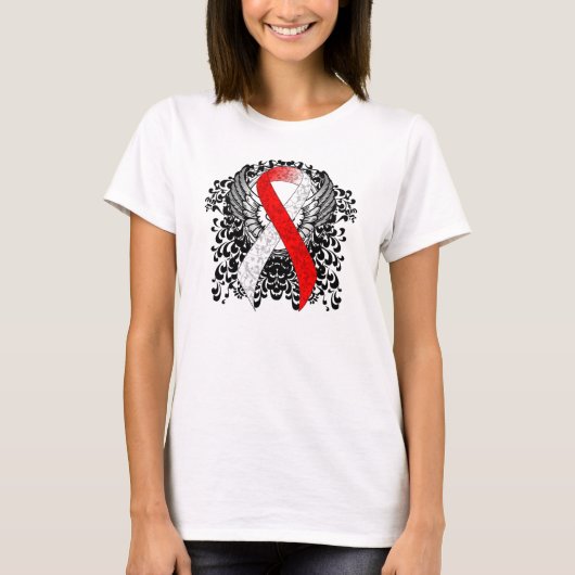 Rood en wit lint met vleugels t-shirt (Voorkant)