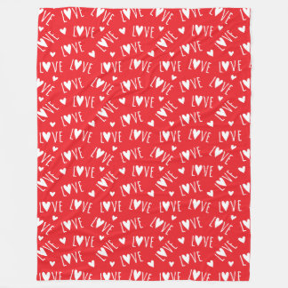 Rood en Wit LOVE Schrift Fleece Deken