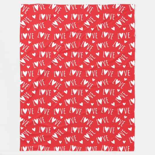 Rood en Wit LOVE Schrift Fleece Deken (Voorkant)