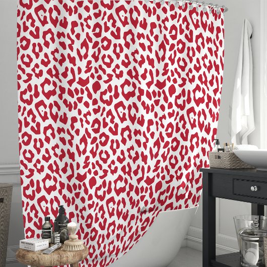 Rood en wit luipaard douchegordijn