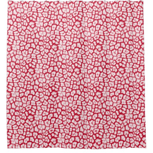 Rood en wit luipaardprint douchegordijn (Voorkant)