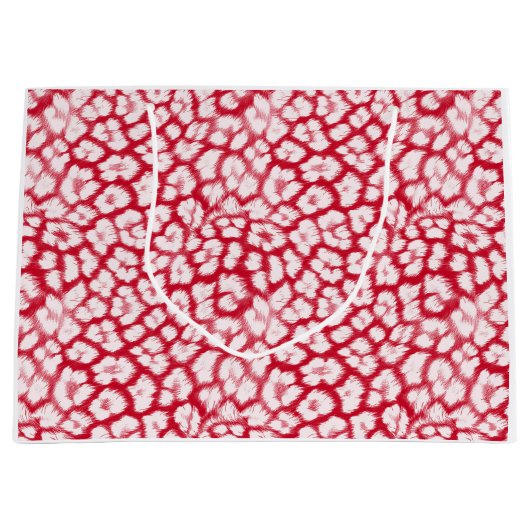 Rood en wit luipaardprint groot cadeauzakje (Voorkant)