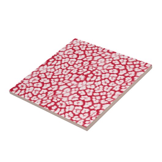 Rood en wit luipaardprint tegeltje (Zijkant)