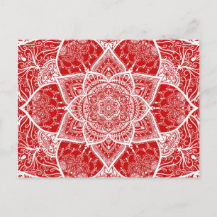 Rood en wit Mandala - Loergann in Cherry Briefkaart