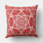 Rood en wit Mandala - Loergann in Cherry Kussen (Achterkant)