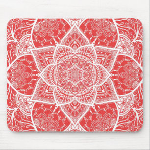 Rood en wit Mandala - Loergann in Goji Berry Muismat