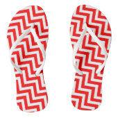 Rood en Wit Medium Diagonale Chevron Stripes Teenslippers (Voetbed)